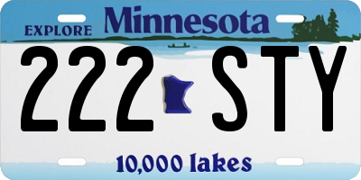 MN license plate 222STY