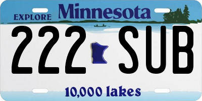 MN license plate 222SUB