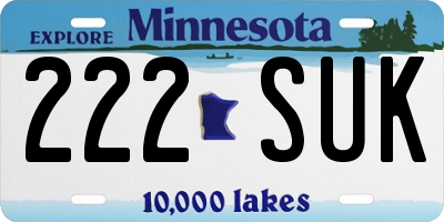 MN license plate 222SUK