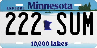 MN license plate 222SUM