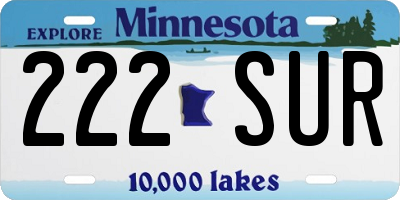 MN license plate 222SUR