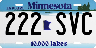 MN license plate 222SVC