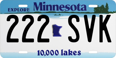 MN license plate 222SVK