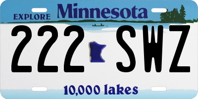 MN license plate 222SWZ