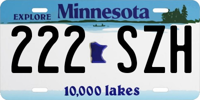 MN license plate 222SZH