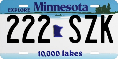 MN license plate 222SZK