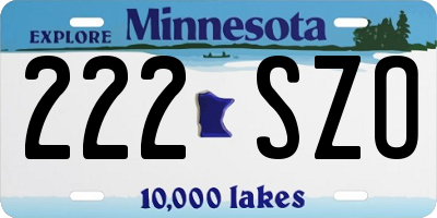 MN license plate 222SZO