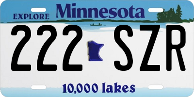MN license plate 222SZR