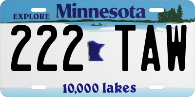 MN license plate 222TAW