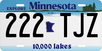 MN license plate 222TJZ