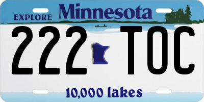 MN license plate 222TOC