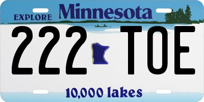 MN license plate 222TOE
