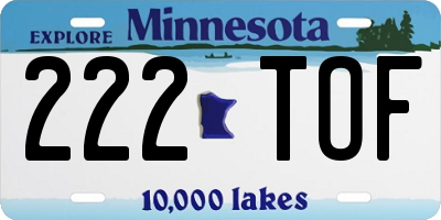 MN license plate 222TOF