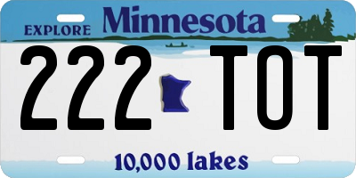 MN license plate 222TOT
