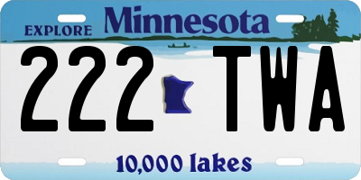 MN license plate 222TWA