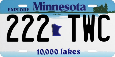 MN license plate 222TWC