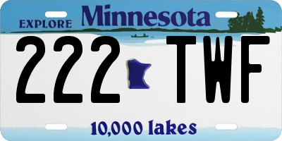 MN license plate 222TWF