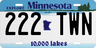 MN license plate 222TWN