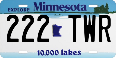 MN license plate 222TWR
