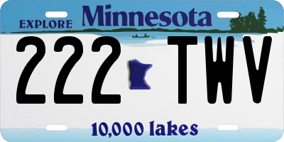 MN license plate 222TWV
