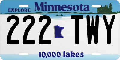 MN license plate 222TWY