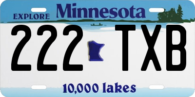 MN license plate 222TXB