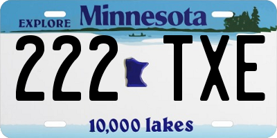 MN license plate 222TXE