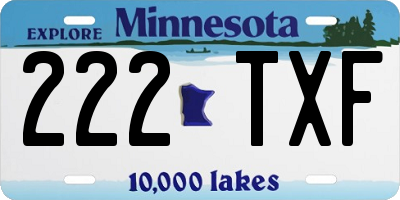 MN license plate 222TXF