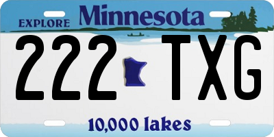 MN license plate 222TXG