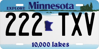 MN license plate 222TXV