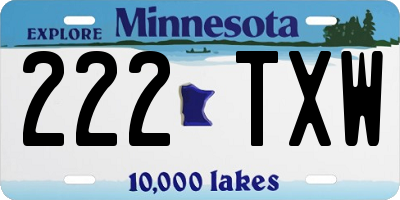 MN license plate 222TXW