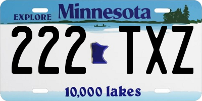 MN license plate 222TXZ