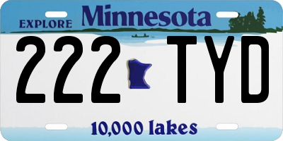 MN license plate 222TYD