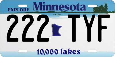 MN license plate 222TYF