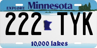 MN license plate 222TYK