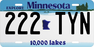 MN license plate 222TYN