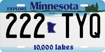 MN license plate 222TYQ