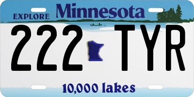 MN license plate 222TYR