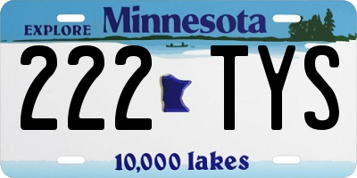 MN license plate 222TYS