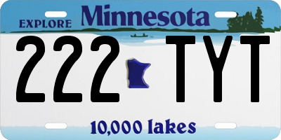 MN license plate 222TYT