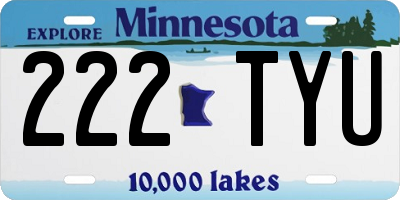 MN license plate 222TYU