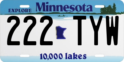 MN license plate 222TYW