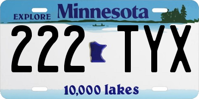 MN license plate 222TYX