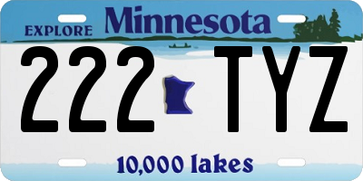 MN license plate 222TYZ