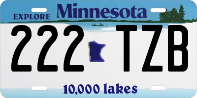 MN license plate 222TZB