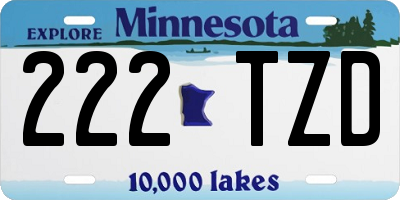 MN license plate 222TZD