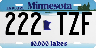 MN license plate 222TZF