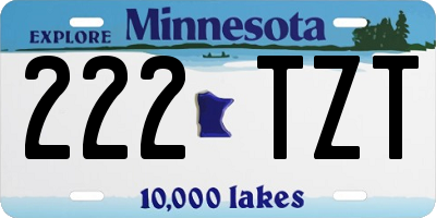 MN license plate 222TZT