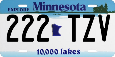 MN license plate 222TZV