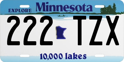 MN license plate 222TZX